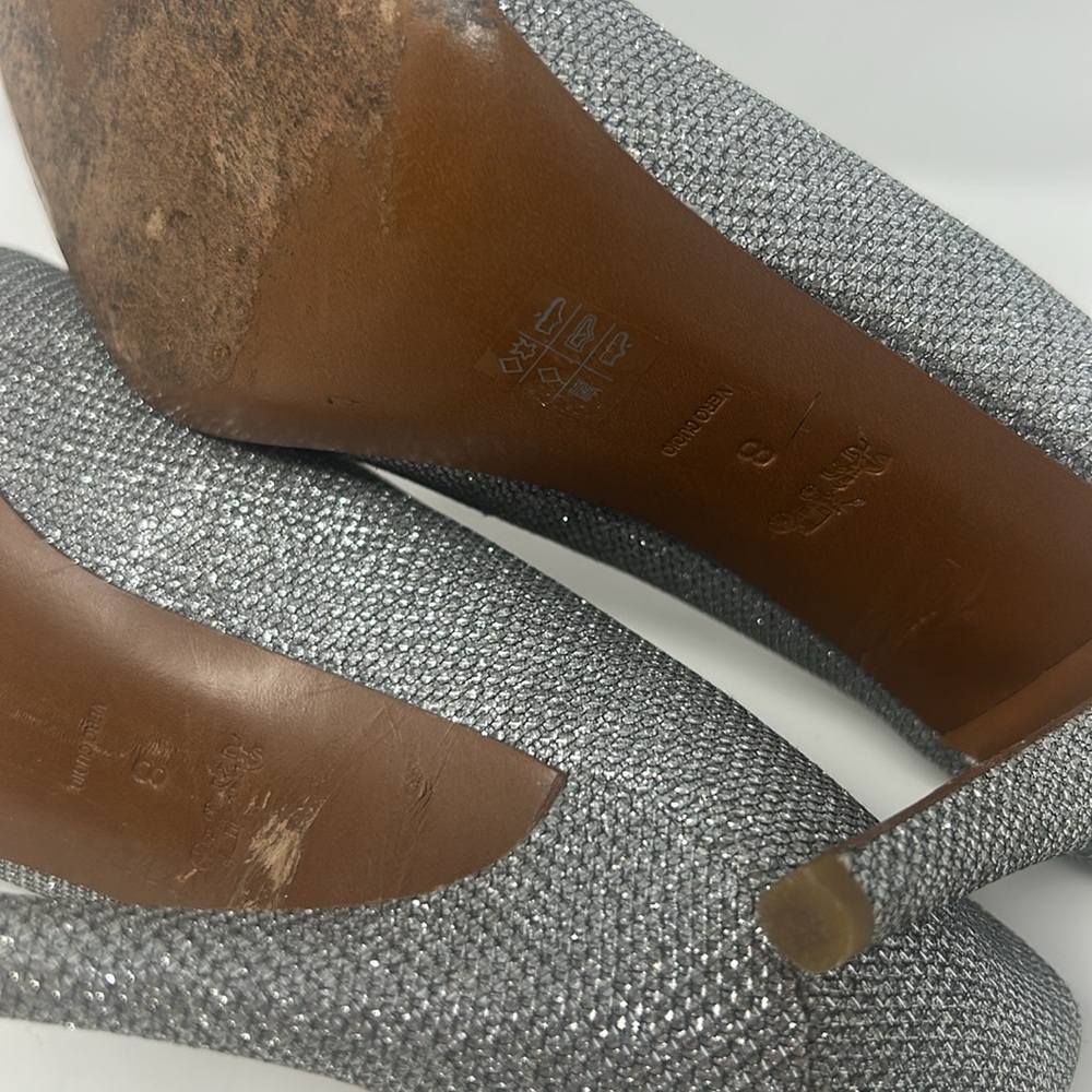 Coach Elegant Silver Glitter Pump Heels Size 8 Excellent Condition - Picture 16 of 16
